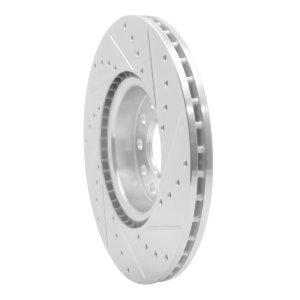 Audi Q3 Brake Rotor (1) - Front Left - R1 Concepts - Drilled & Slotted - Silver - `05-`25